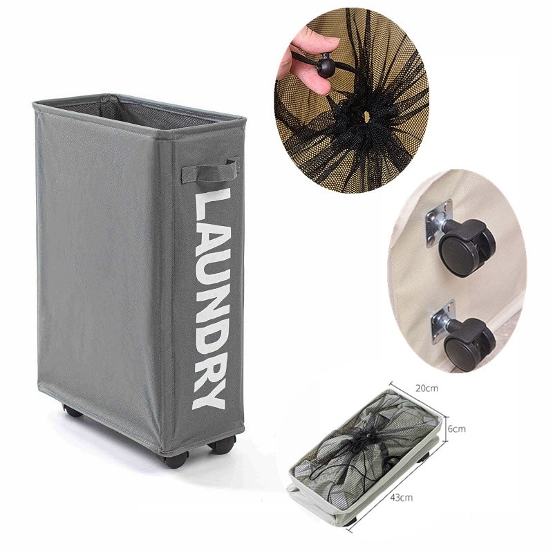 Cesta plegable para la colada, respetuosa con el medio ambiente, Bolsa de Almacenamiento de Ropa sucia, cesto organizador plegable de tela para la ropa del baño con ruedas