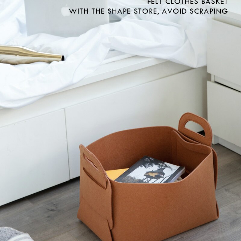 DUNXDECO panier en feutre de rangement | Pour linge, rangement vêtements jouets, support d'organisation, conteneur de décoration de chambre Simple moderne, boîte de livre