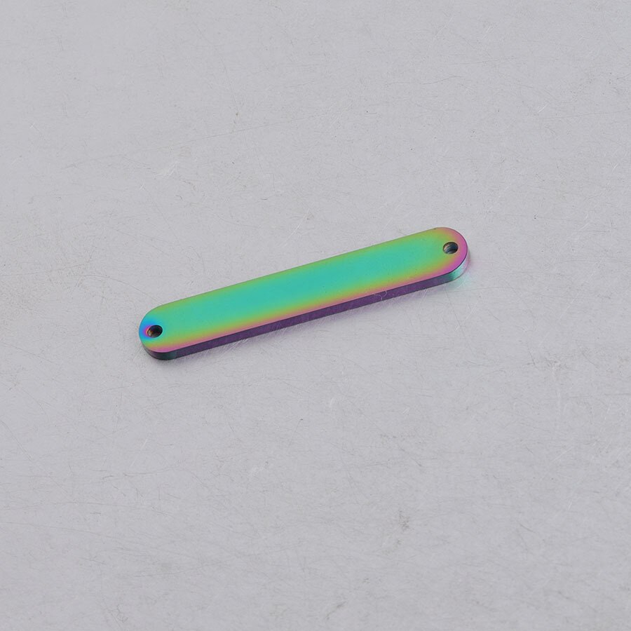 Fnixtar 20 Stks/partij 1.5*6*35Mm Spiegel Polish Rvs Rechthoek Stempelen Blanco Bar Charme Voor Diy sieraden Maken Ketting: rainbow color 2