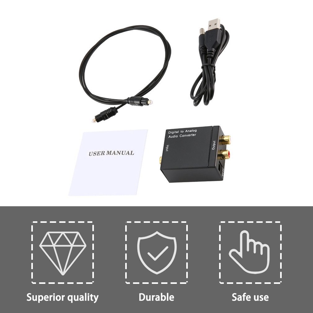 Digital to Analog Audio Converter Optical Fiber Toslink Coaxial Signal to RCA R/L Audio Decoder SPDIF ATV DAC Amplifier