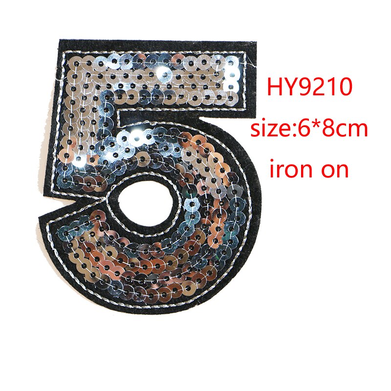 2 Stuks Verschillende Arabische Cijfers Sequin Handdoek Borduren Pictogram Ijzer Op Patch Voor Kleding Diy Strip Patchwork Stickers Custom Badges: HY9210