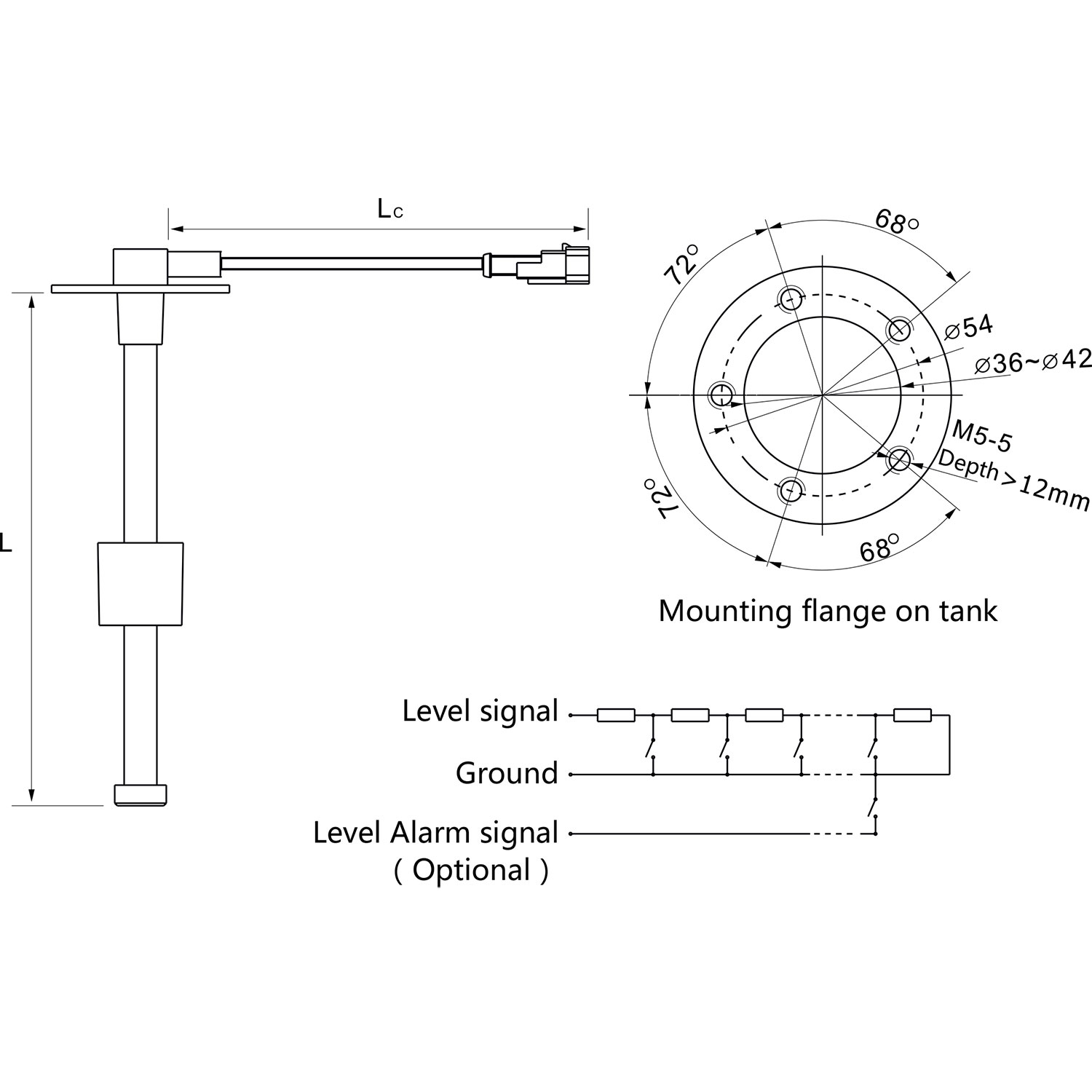 Marine brændstof niveaumåler sensor båd rv vandstand sensor tank sendeenhed 0-190 ohm