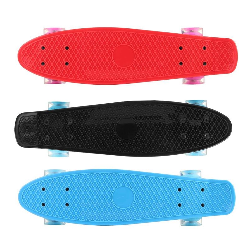 SEWS-patineta de 22 pulgadas de cuatro ruedas, Mini Longboard de Color Pastel, monopatín con ruedas intermitentes LED, Retro