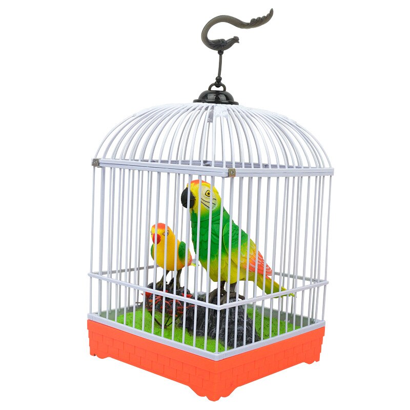 Voice Control Electric Simulation Induction Sing Move Bird Cage Birdcage Toy Home Decoration Garden Ornaments Chrismas: SS222-85..