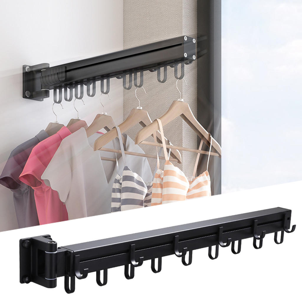 Wall Mounted Folding Clothes Drying Rack Folding Indoor,Collapsible and Retractable Space Saver Heavy Duty Laundry Drying Rack