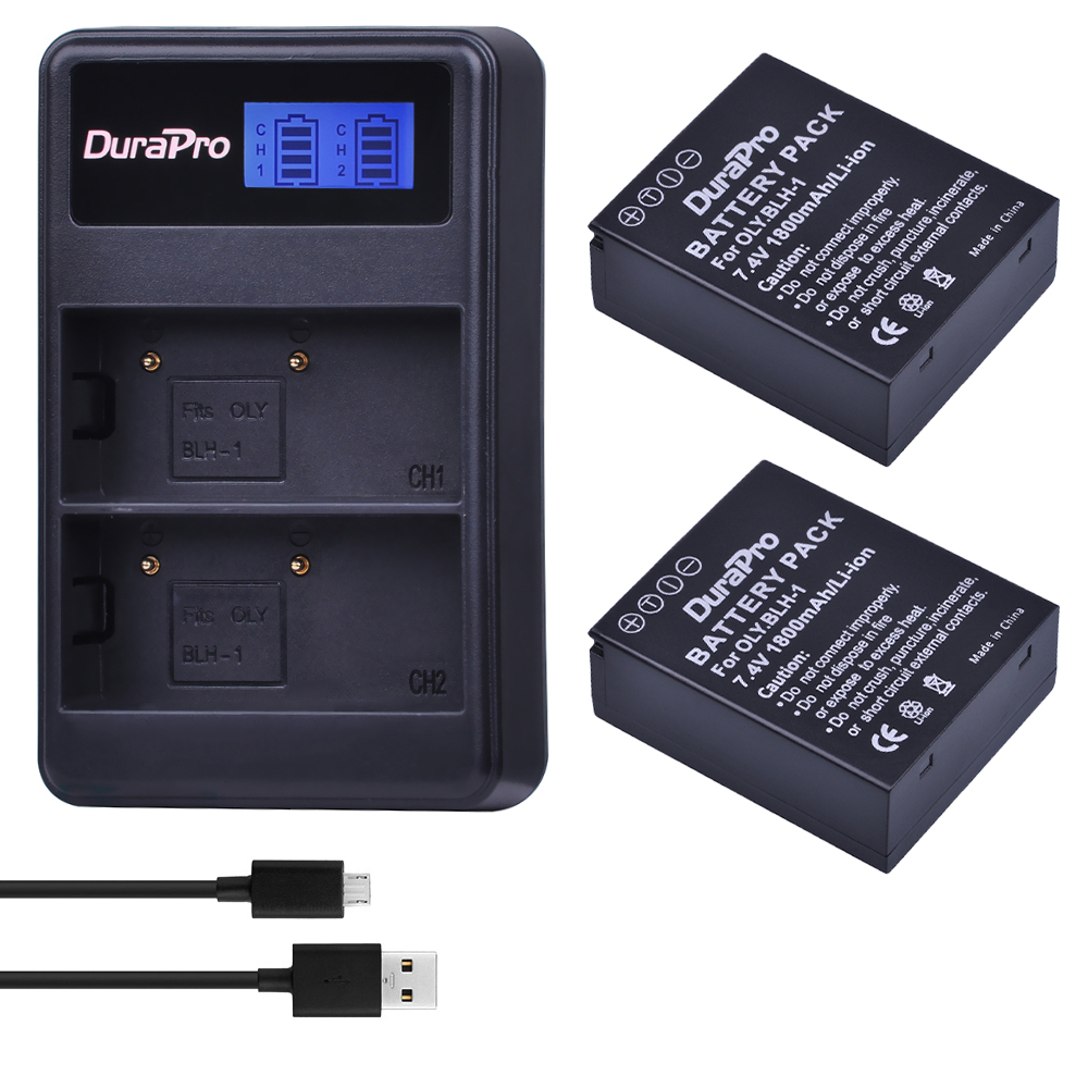 1800mAh BLH-1 BLH1 Battery with Charger for Olympus E-M1 Mark II, E-M1X, E-M1 Mark III Camera: 2Battery 1Charger
