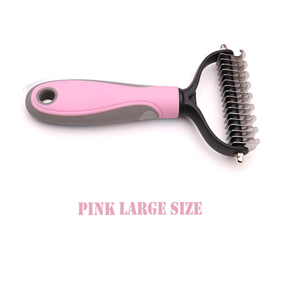 Cepillo cortanudos para mascota, peine para quitar nudos para perro y gato, herramienta de aseo para mascotas, ideal para animales de pelo largo y rizado: Pink Large