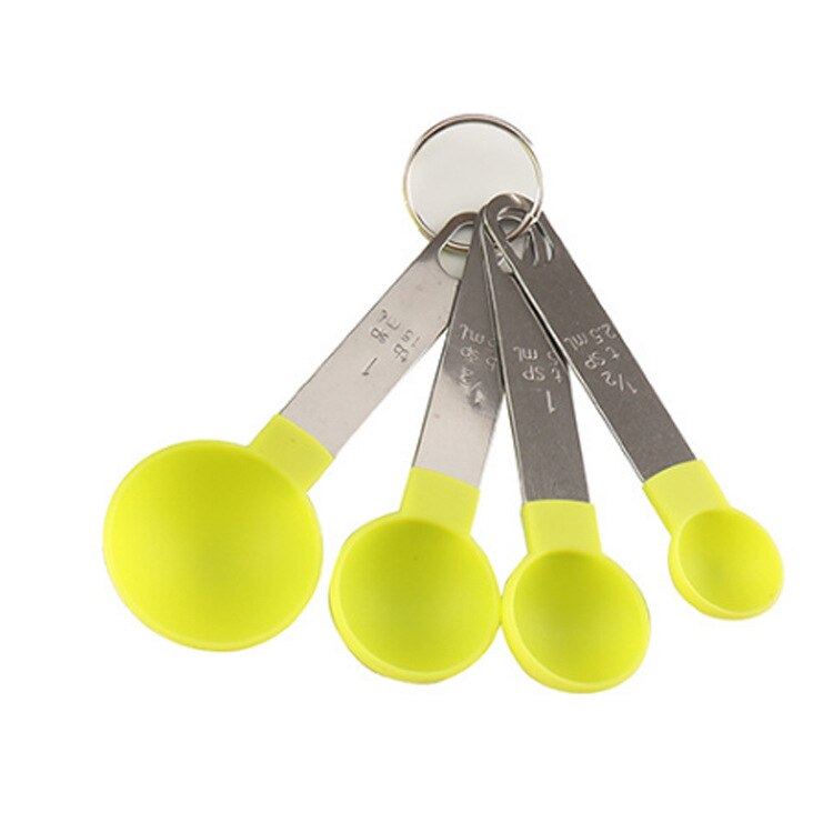4Pcs Maatbekers En Lepels Set Plastic Meet Cups Nauwkeurige Maatlepels Met Rvs Handvat Voor Droge Liquid: 4Pcs Green Spoons