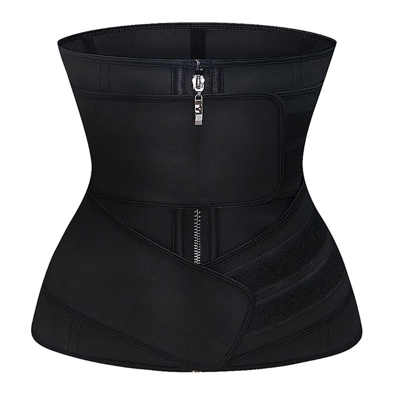 Latex Waist Trainer Waist Cincher Shaper 9 Steel Boned Zipper &amp; Hooks Firm Body Shapewear Stomach Slimming Belt Double Straps: XL