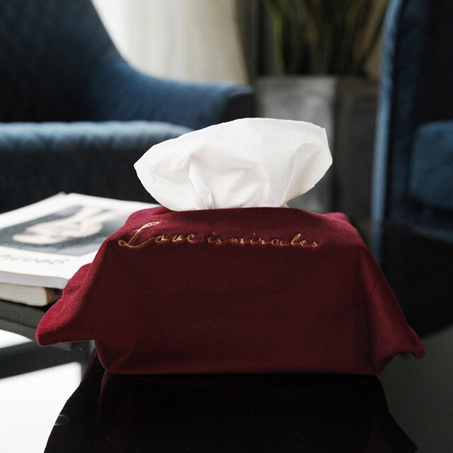 Nordic Embroidery Velvet Tissue Box Cloth Tissue Cover Home Car Pumping Storage Box Kitchen Desktop Decoration Organization: 10