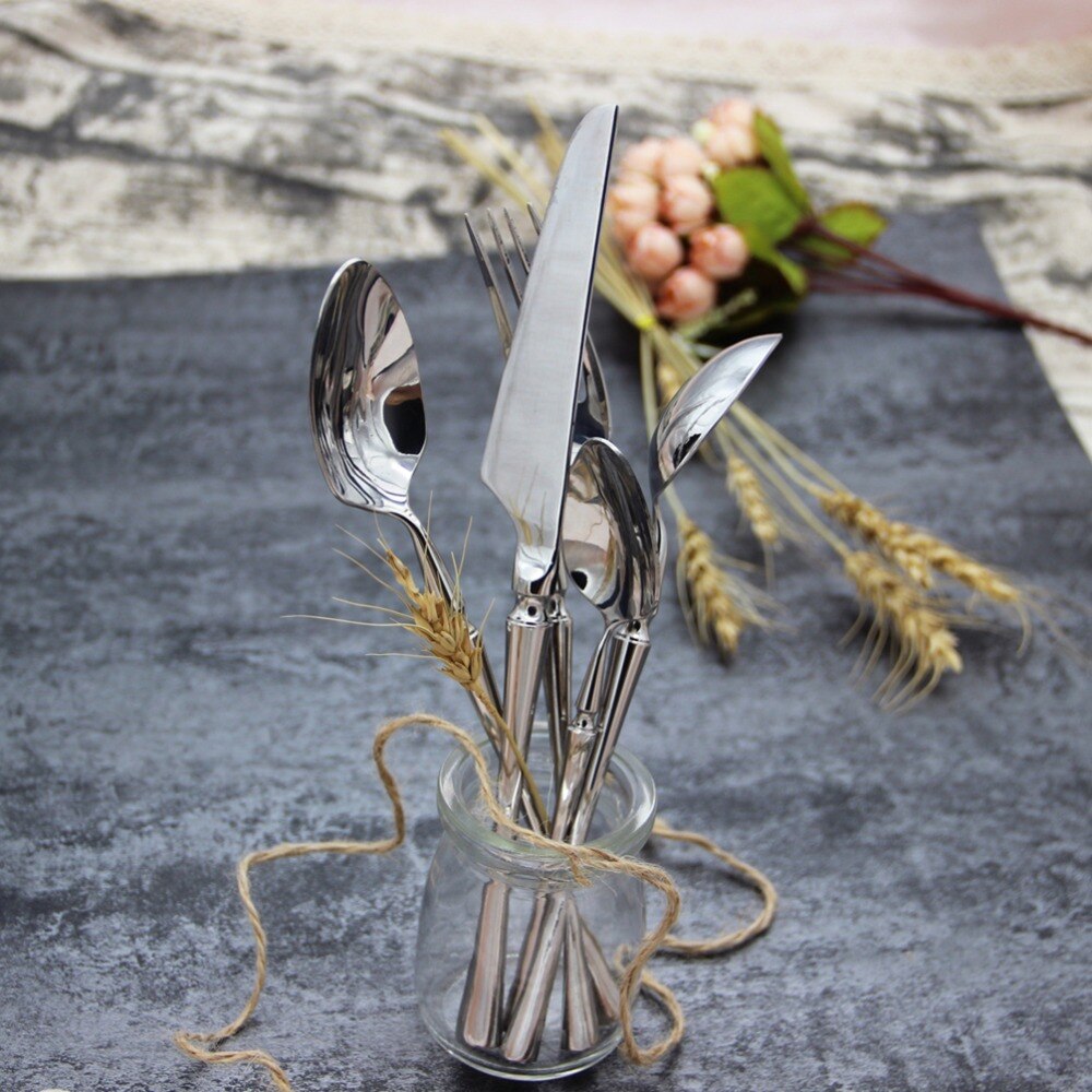 6pcs Luxury 18/10 Stainless Steel Dinner Knife Cutlery Kitchen Steak Knife Silverware Tableware Gothic Wedding (just knife)