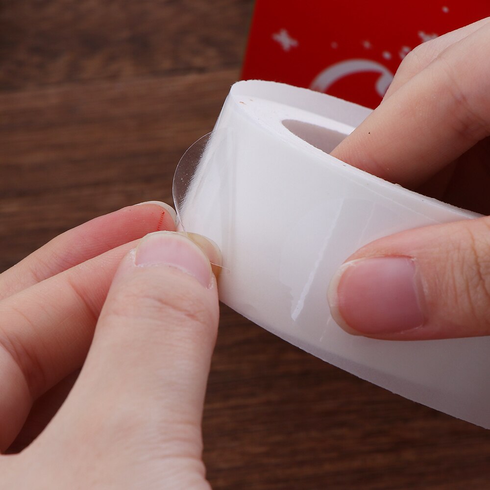 500Pcs/Roll Round Pvc Transparent Sticker Scrapbooking for Package and Evenlope Seal Labels Clear Stickers Waterproof Adhesive