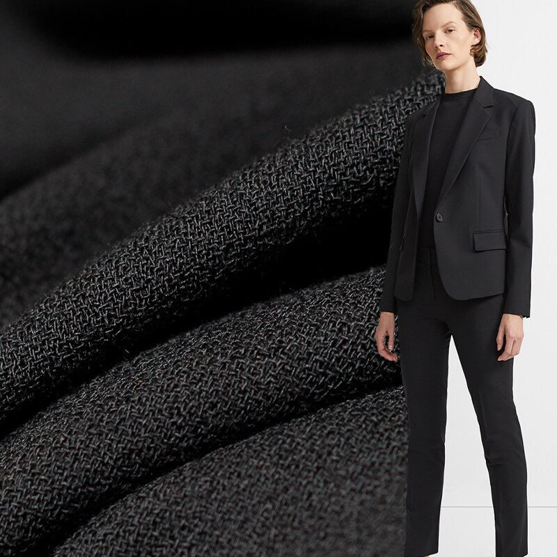 The Cloth 56momme Black Worsted Silk Fabrics Mulberry Silk Materials Autumn Women Pants Dress Sewing Cloth