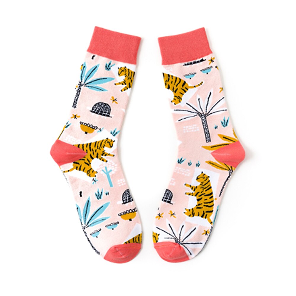 1 pair Women Men socks Funny Beauty illustration animal art Hosiery Streetwear Skate Harajuku cotton socks: 2