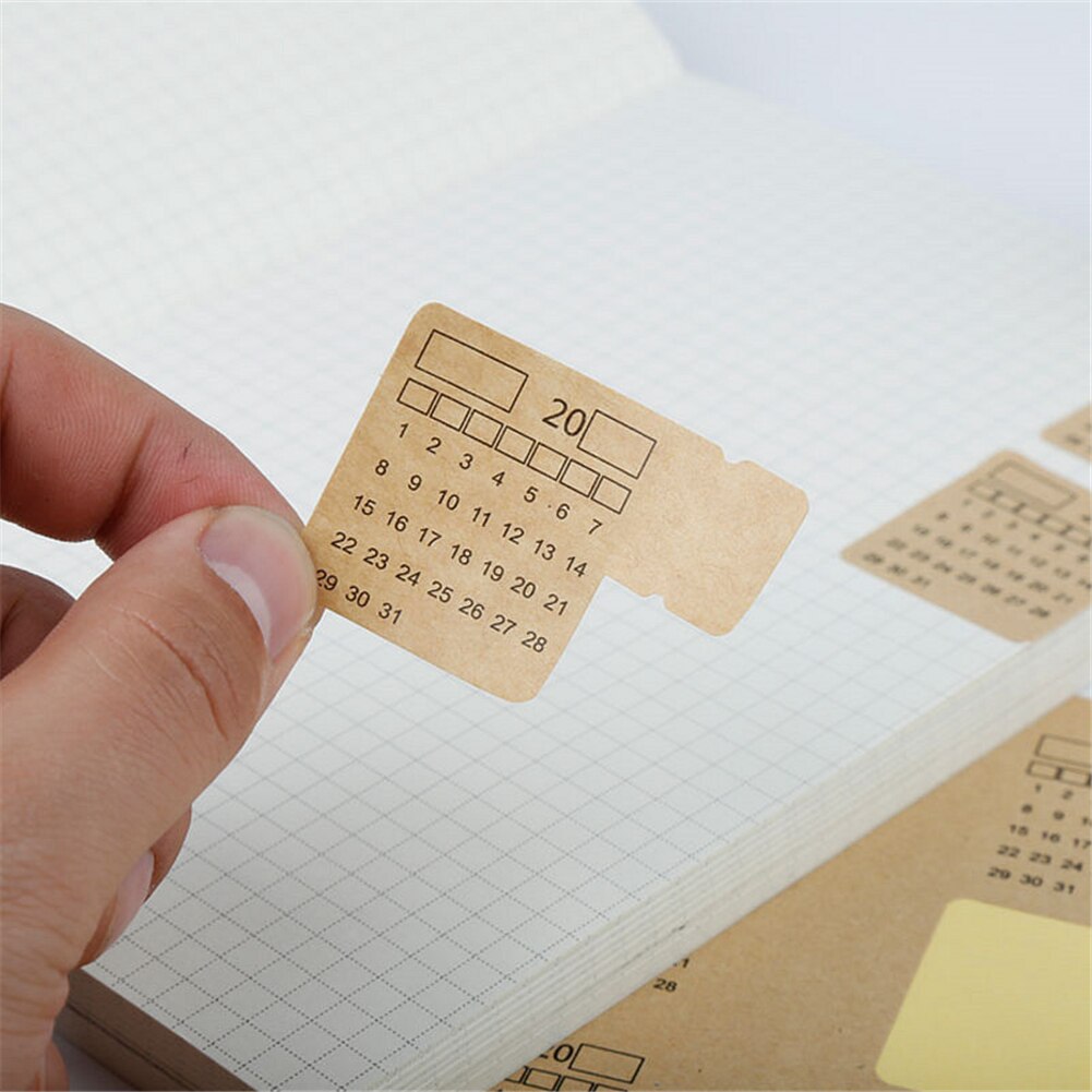 20 Sheets Kraft Paper Handwritten Calendar Notebook Index Label Sticker Calendar Sticker Organizer Label Sticker Calendar