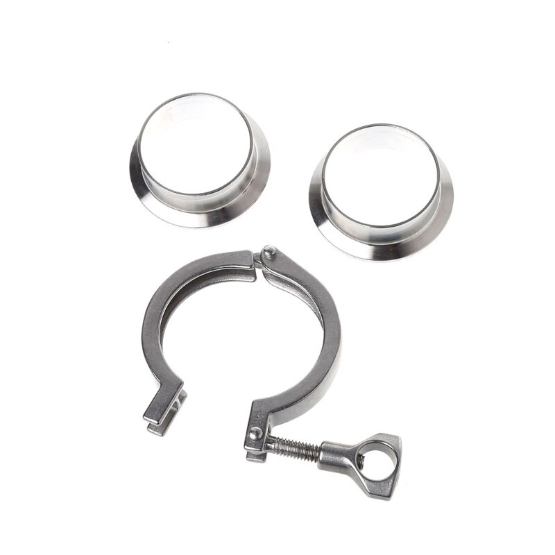 51mm 2\" OD SS304 Sanitary Pipe Weld Ferrule + Tri Clamp + PTFE Gasket Set