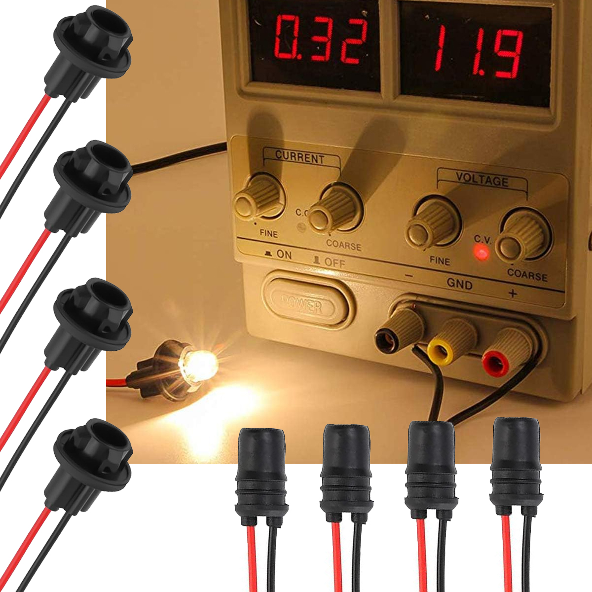 T10 w5w 194 147 pærefatninger præforbundet stik, ledningspære blødt gummiledningsnet, fatning til bilens instrumentbrætlys