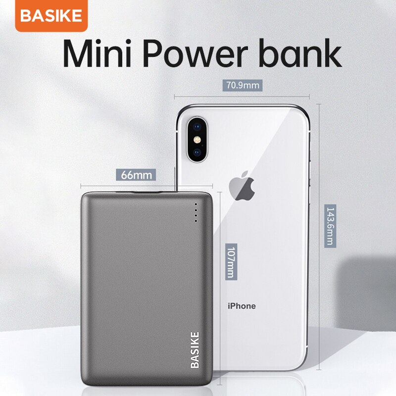 Basike mini power bank 10000mah portátil powerbank poverbank bateria externa carregador de telefone bateria de reposição para iphone xiaomi