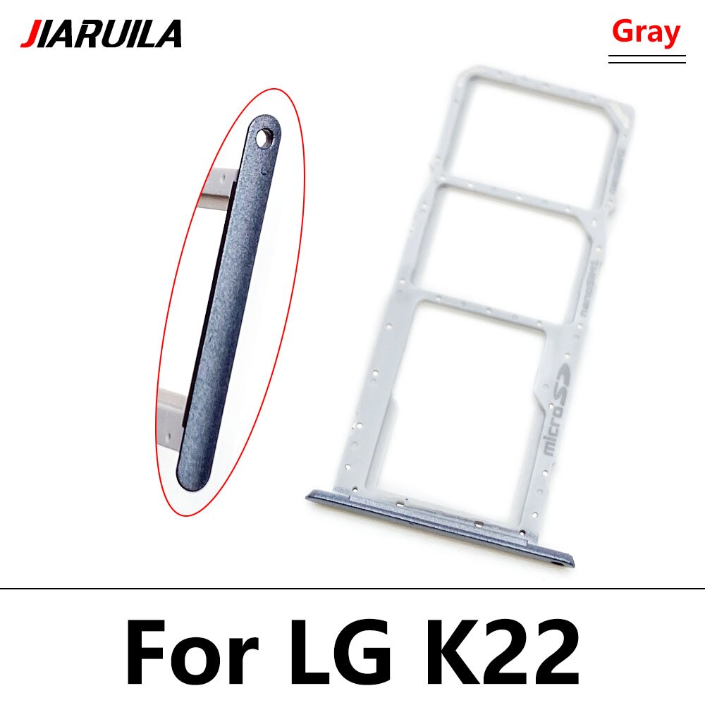 Original Micro Nano SIM Card Holder Tray chip slot drawer Holder Adapter Socket For LG K22 K42 K52 K41S K51 K61 K62: K22 Gray