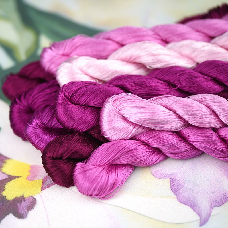 silk embroidery thread / 100% silk thread /hand embroidery embroider cross stitch/Rose purple /9 pure colors