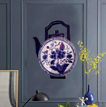 Vase mural suspendu en porcelaine bleu-blanc, décoration murale de salon, assiette murale de restaurant créative: 2