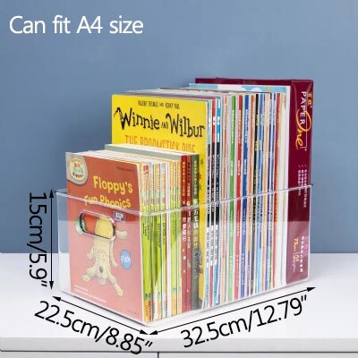 Desktop Book Storage Container Student Picture Books Organizer Transparent Makeup Storage Box Basket Desktop Decoration Basket: XL