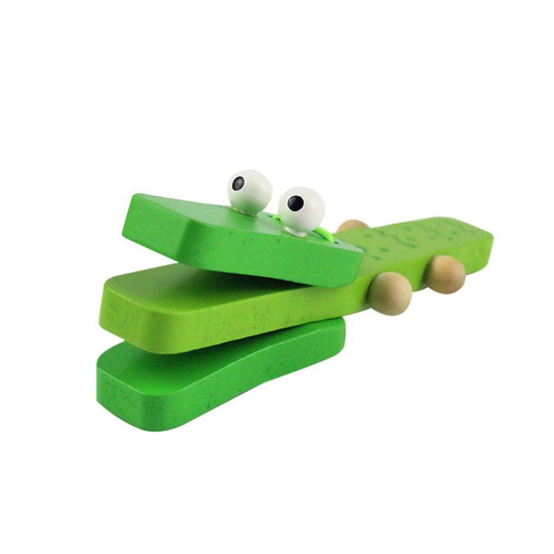 H055 Krokodil Vorm Hout Castanet Baby Muziekinstrument Cartoon Kind Muzikaal Speelgoed