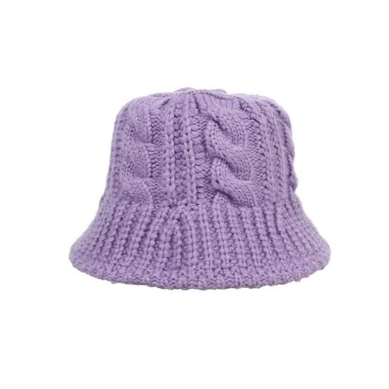 Vrouwen Herfst Winter Muts Warm Visser Hoed Panama Outdoor Hoofddeksels Bob Emmer Hoed Hand Gebreide Wol Hoeden voor Vrouwen: Paars