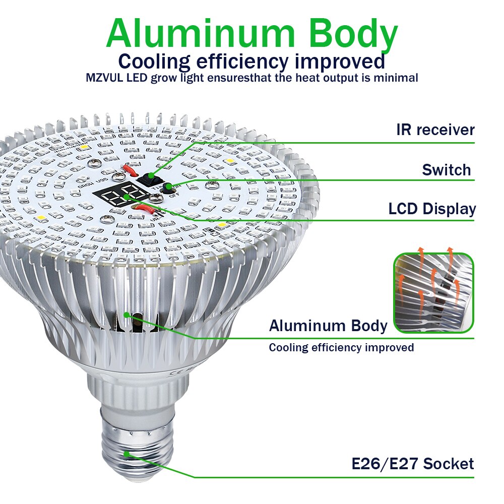 100W Volledige Spectrum Plant Groeien Led-lampen Afstandsbediening Dimbare Phytolamp met Timer E26/E27 Kas Tent lenzenvloeistof Gratis