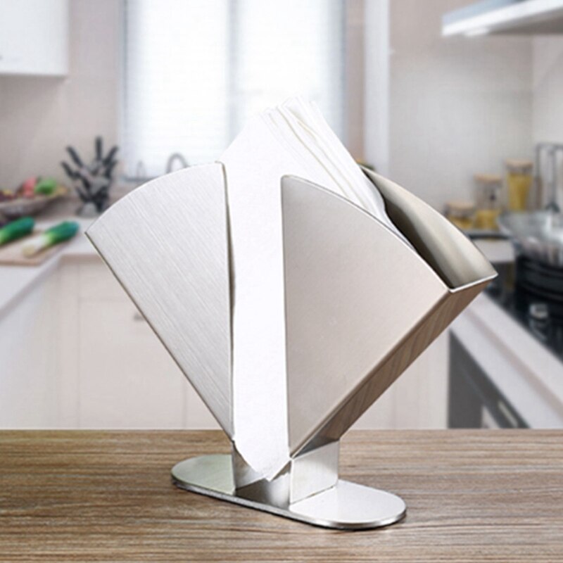 Stainless Steel Napkin Holder Paper Serviette Dispenser Vertical Decorative Tissue Rack Box for Dining Table