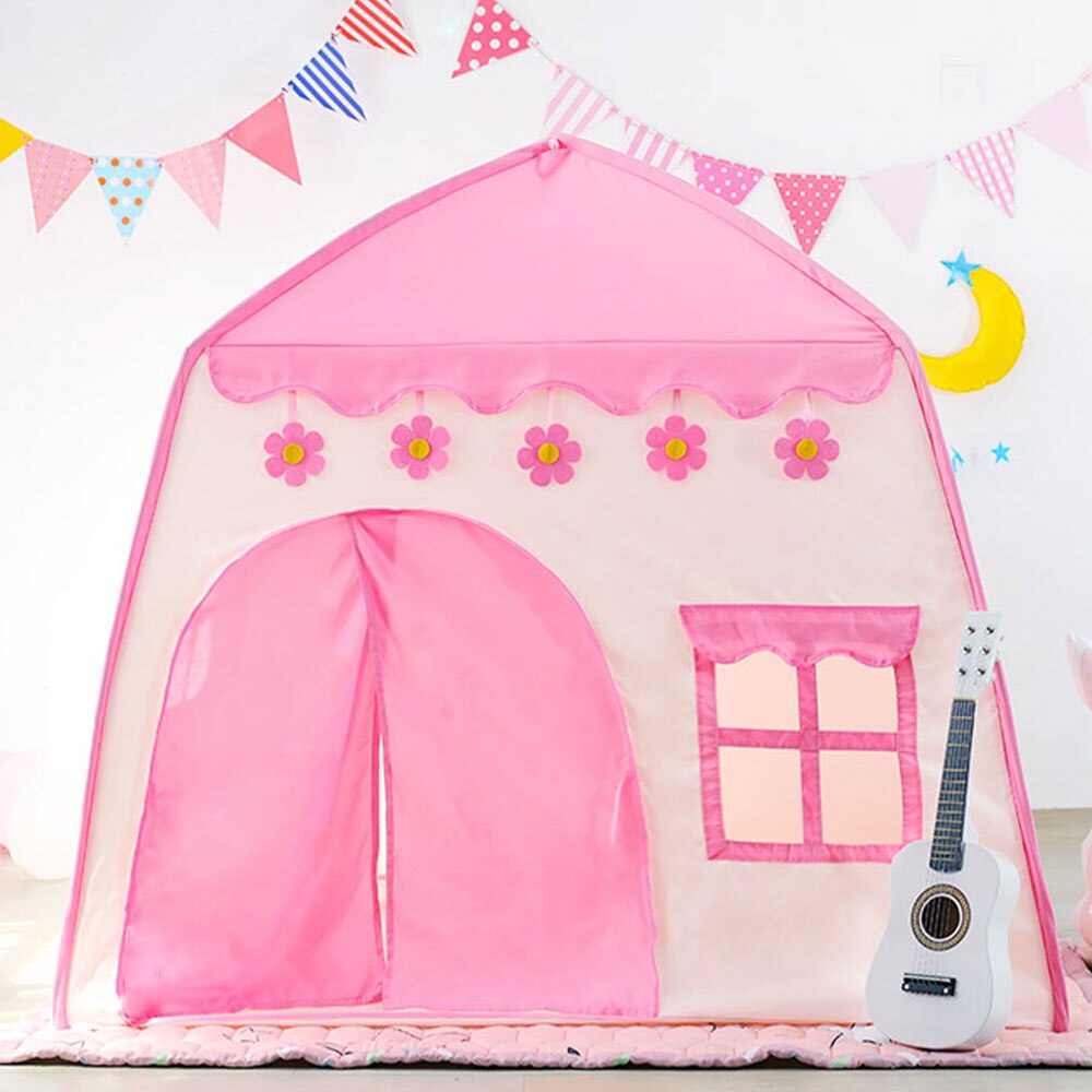 Children Indoor Outdoor Castle Tent Baby Girls Princess Fairy House Flowers Blossoming Girls Portable Gaming Play House