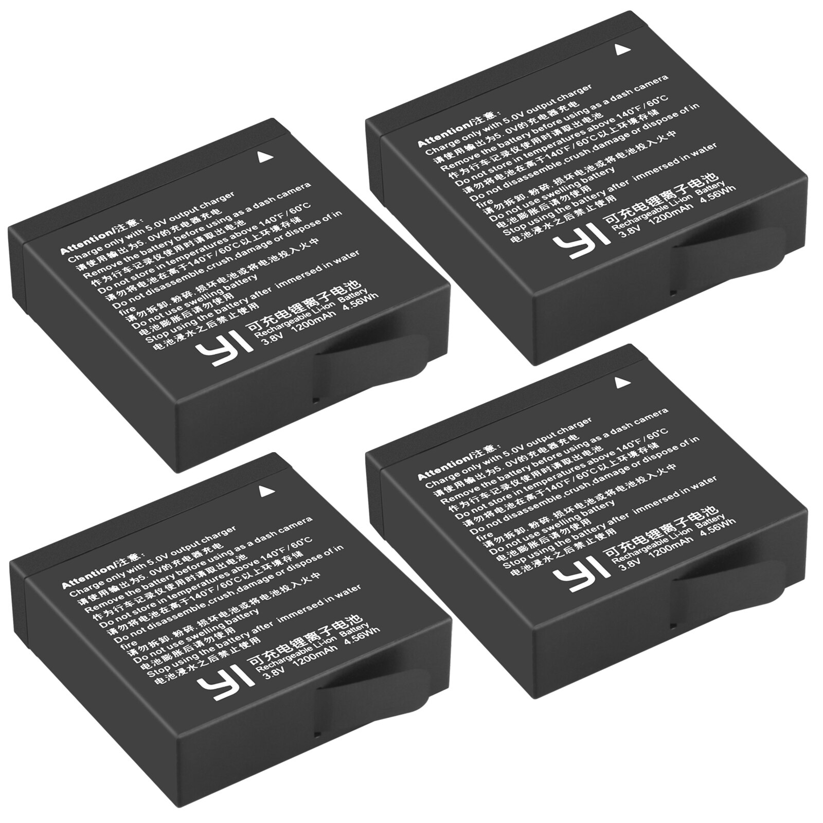 Originele 1200Mah Batterijen Voor Xiaomi Yi Batterij Voor Xiaomi Yi 2 4K Xiaoyi Ii + Dual Charger Voor xiaomi Yi 4K Action Camera: 4 Pcs Battery