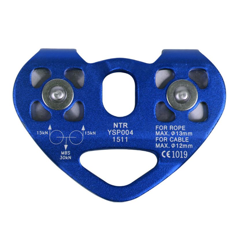 30KN Double Trolley Pulley Aluminum Zip Line Rock Climbing Mountaineering Rescue K1KD