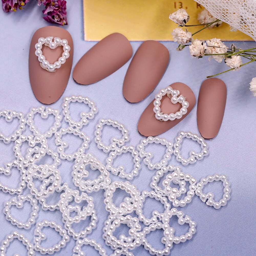 20 Uds. De perlas delicadas en 3D para decoración de uñas, en forma de corazón, joyería para uñas, accesorios de manicura de