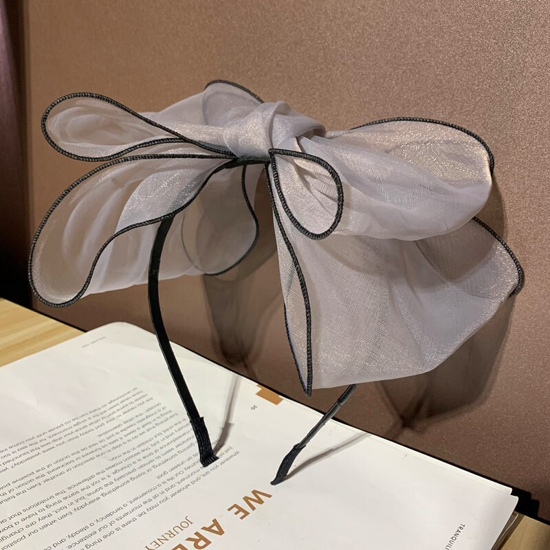 Organza diademas para el pelo anudado cintillo, joya para el pelo bisel turbante las mujeres las niñas accesorios para el pelo de arco cabeza de aro: Grey