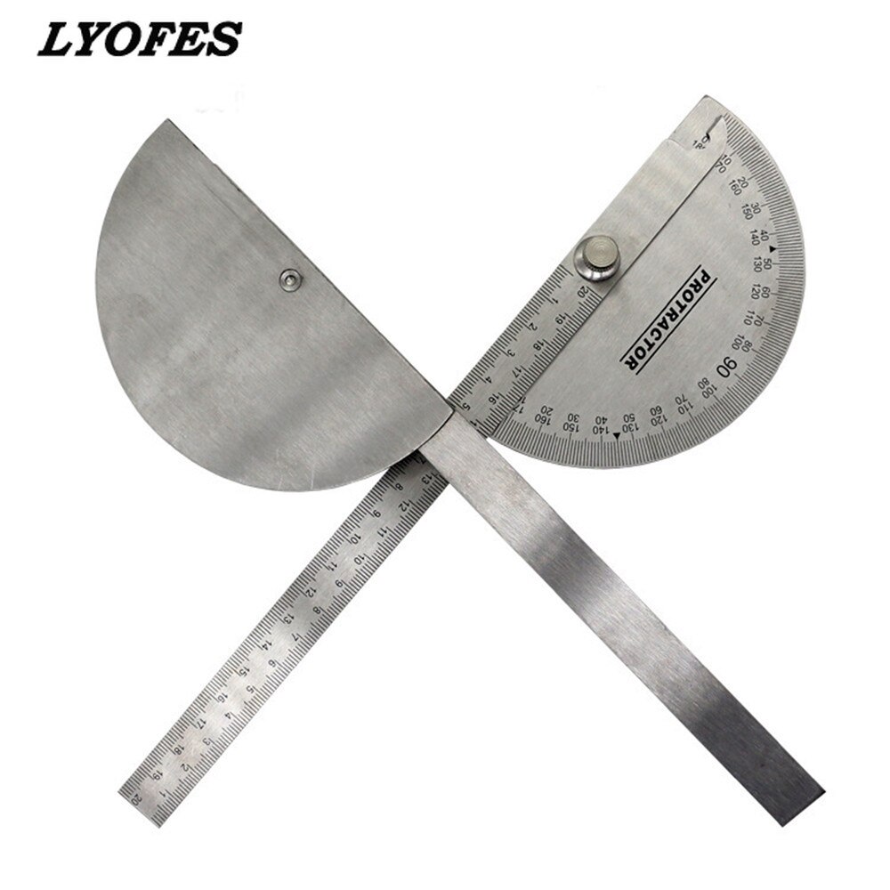 Stainless Steel Protractor Round Head Rotary Angle Rule metal Arm Ruler Adjustable Multifunction Mathematics Measuring Tool
