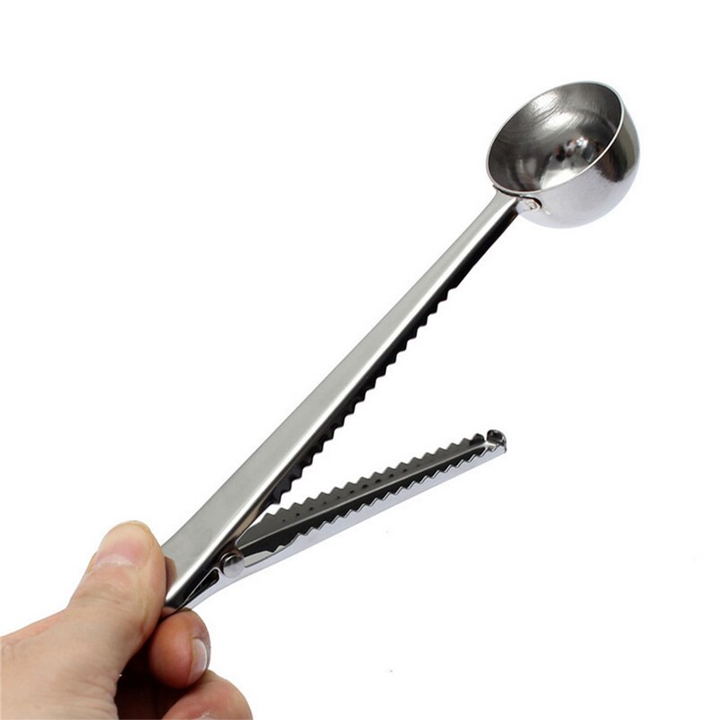 2-in-1 Coffee Scoop, Stainless Steel Long Handled Tea Spoon with Bag Clip