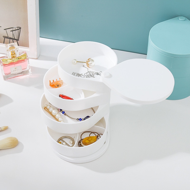 Multilayer Advanced Rotating Plastic Jewelry Box Organizer Storage 4 Layer 360 Degrees Rotary Holder Jewelry Organizer