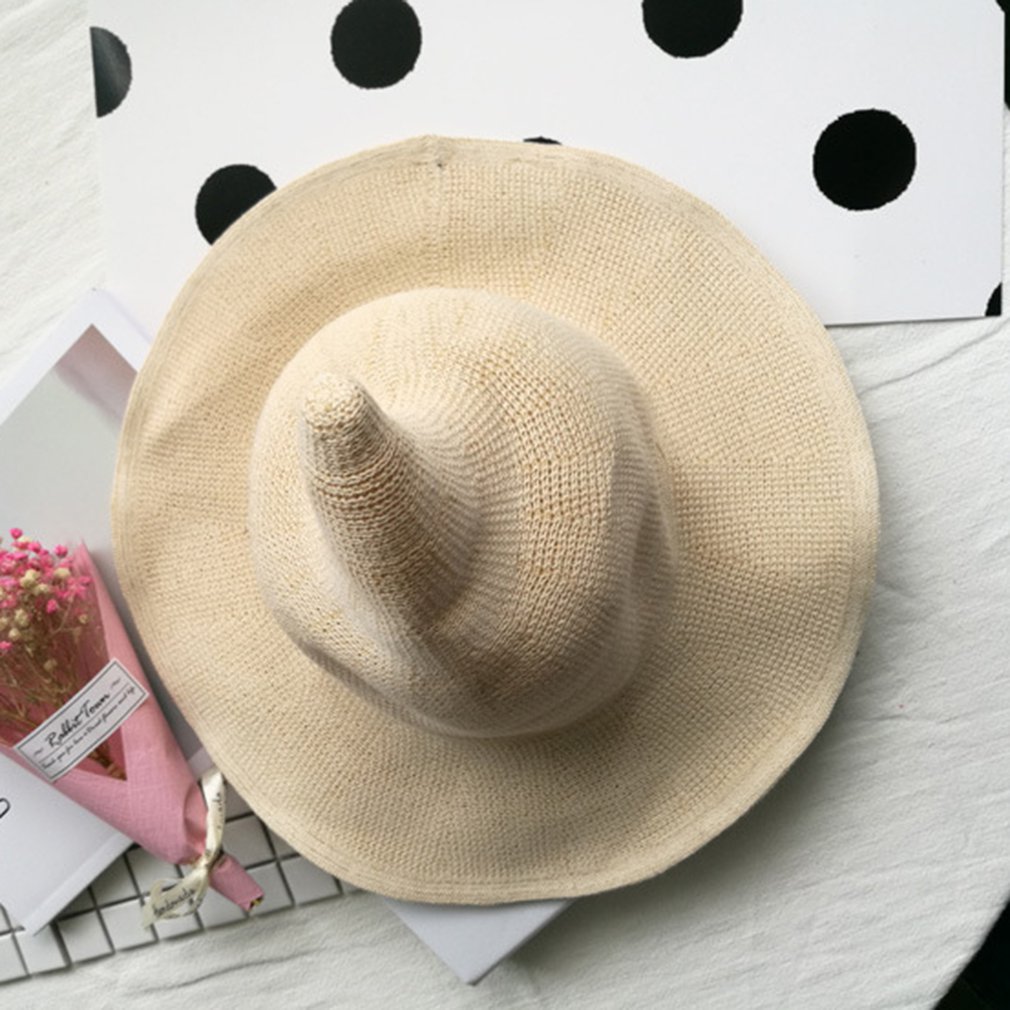 Hat Female Korean Version Of The Witch Hat Spire Big Hat Cotton Yarn Knit Witch Hat Hat Foldable Basin Hat Fisherman Hat