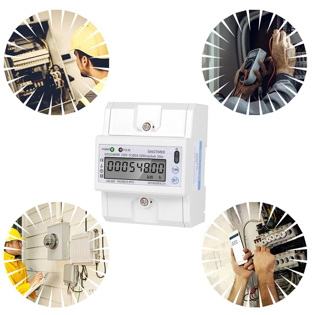 SINOTIMER DDS548Herr 5-100A 230V Multi-funktionale Einphasig AC Energie Verbrauch Meter Überwachung Schiene Mit RS485 Modbus