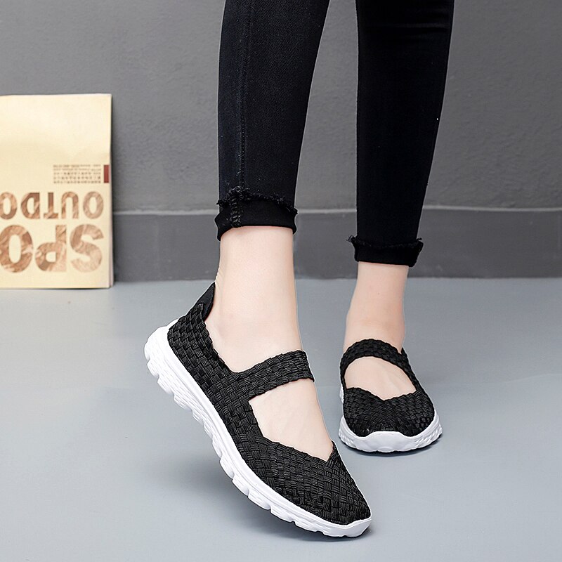 Sts Vrouwen Schoenen Zomer Casual Flats Ademen Vrouwelijke Sneakers Geweven Wandelschoenen Instappers Dames Loafers Handgemaakte Schoenen Maat 35-40