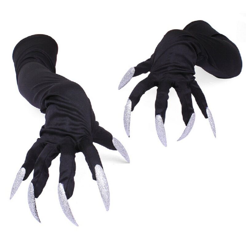 Goocheer Halloween Lange Nagels Handschoenen Heks Cosplay Kostuum Party Adult Fancy Props Zwarte Volwassen Unisex Halloween Gothic Handschoenen