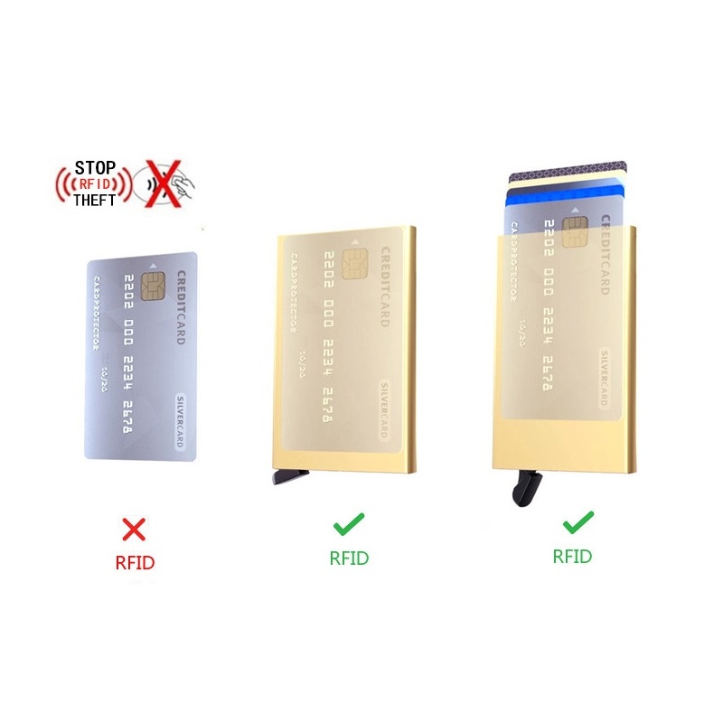 Hasp Men Credit Card Holder RFID Blocking PU Leather Automatic Business ID Card Holder Aluminum Metal Wallet Purse for Cards