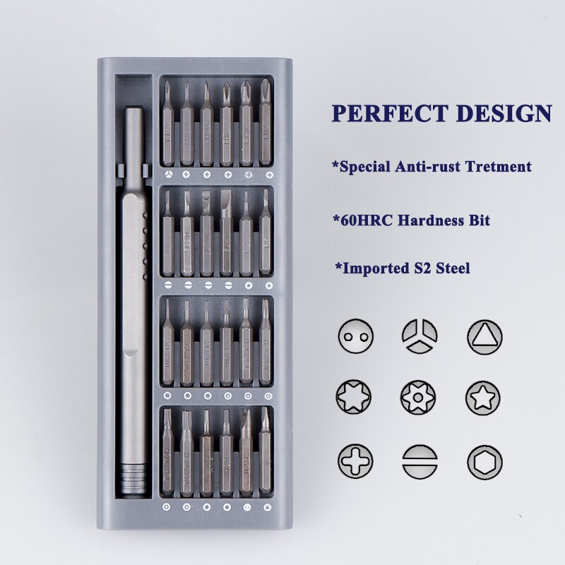 Originale di 2020 MN Uso Quotidiano del Corredo del Cacciavite 24 Bit di Alluminio di Precisione Magnetico FAI DA TE Scatola di Vite Set di Driver Del Telefono Mobile Fix strumenti