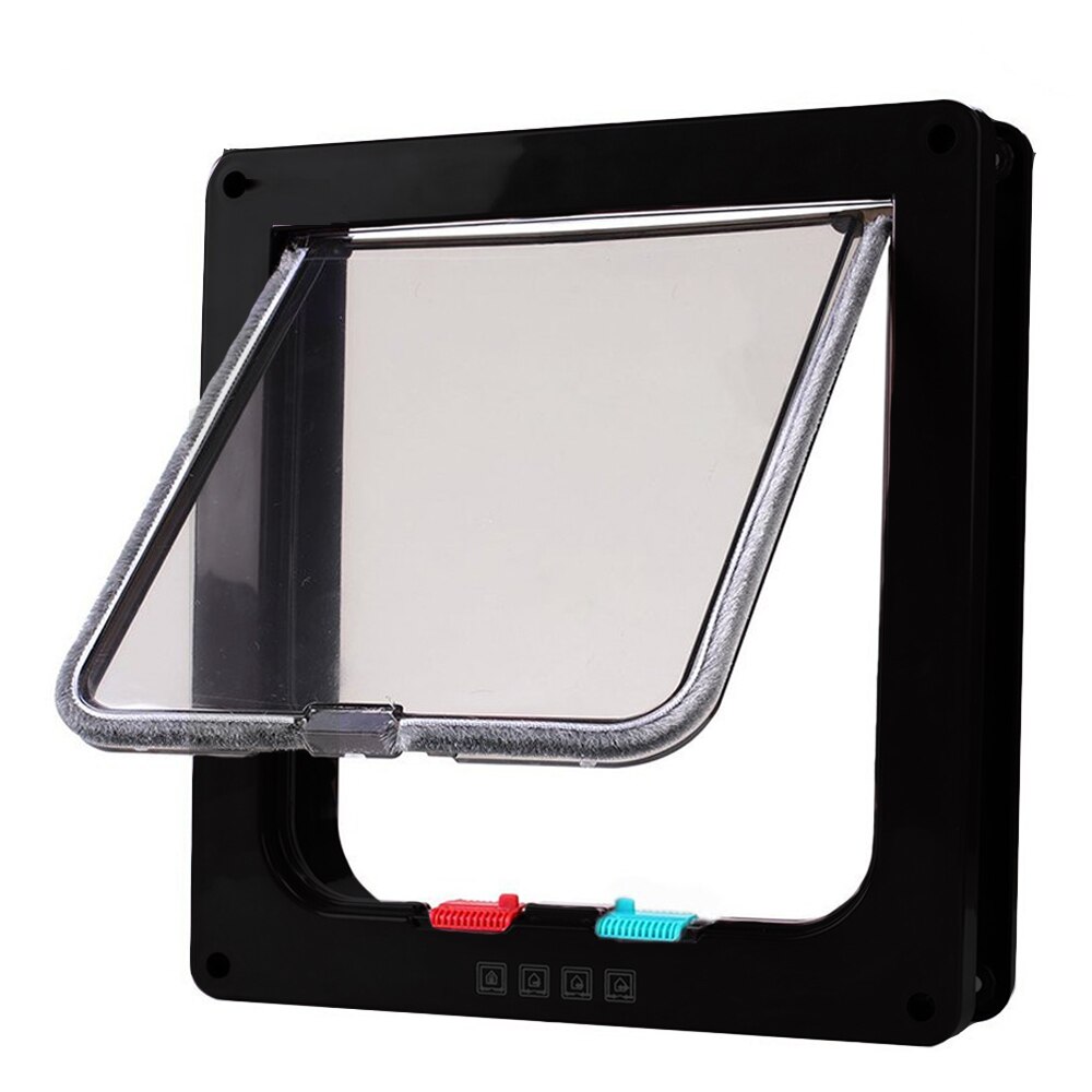 3 Sizes ABS Plastic Small Pet Gate Door Kit Adjustable Dog Cat Flap Door with 4 Way Security Lock for Dog Cats Pet Supplies: Black XL