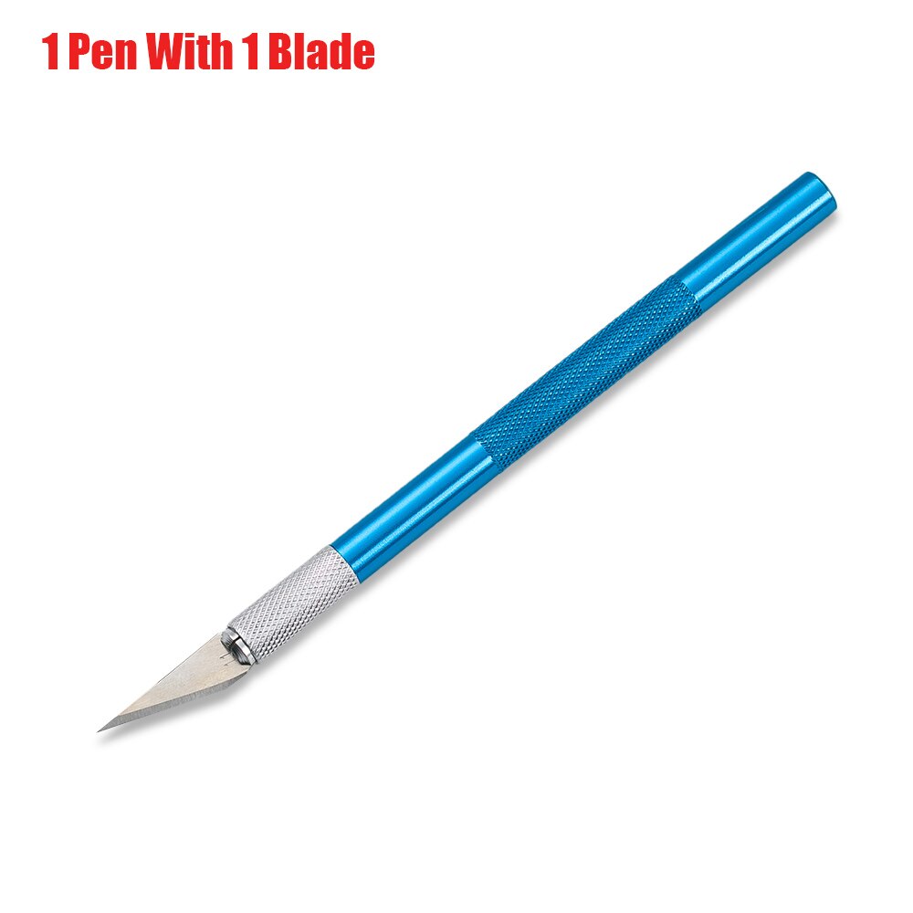 Carving Metal Knife DIY Art Cutting Tool Craft Cutting Kinfe Engraving Cutter with Blade Safety Cutter Paper Knife Cutting Pen: blue