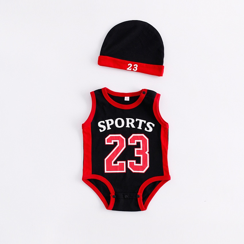 Baby Jongen Meisje Basketbal Kleding Set 2 Stuks Hooded Bodysuits Zomer Kind Trainingspak Korte Mouwen Sport Pak Baby Kleding