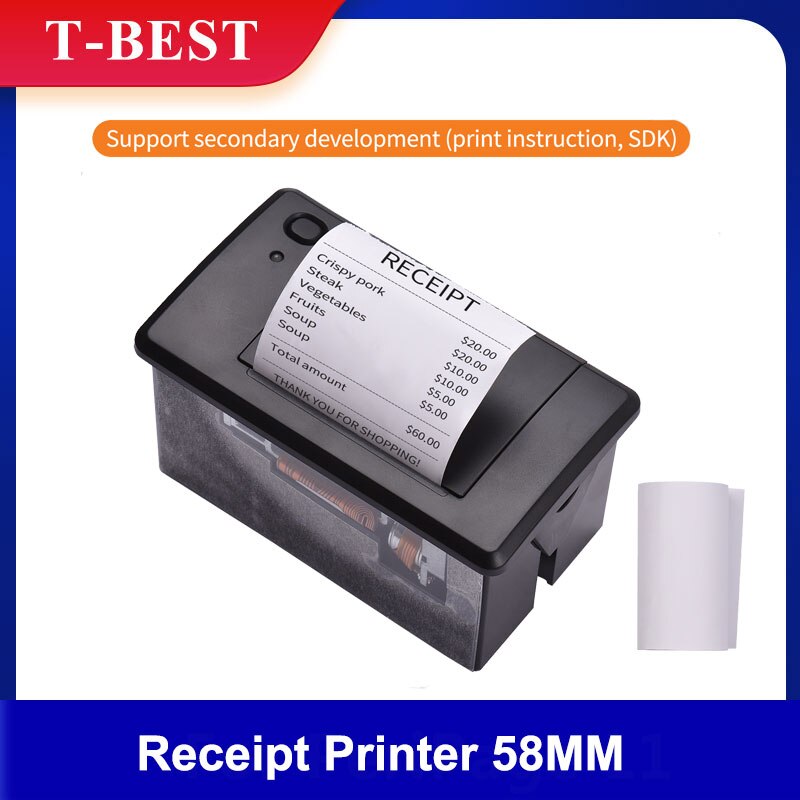 Aiebcy EM5820 Embedded Thermische Printer 58Mm Mini Afdrukken Module Low Noise W/Usb/RS232/Ttl seriële Poort Ondersteuning Esc/Pos