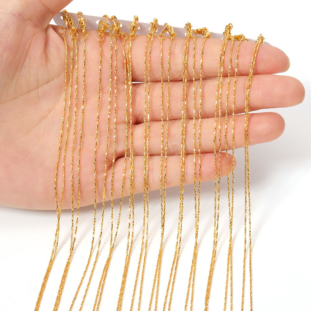 12st Halskette Gliederkette 40cm Länge Hummer-Haken-Metall Feine Panzerkette DIY Zubehör für Handwerk Schmuckherstellung: welle chain-gold