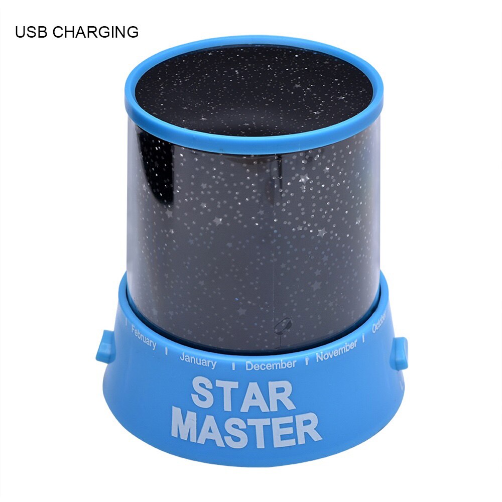 IVYSHION LED Nachtlampje Ster Projector Ster Maan Master Kids Baby Romantische Kleurrijke Home Decor Batterij Projector Lamp: Blue USB Charging
